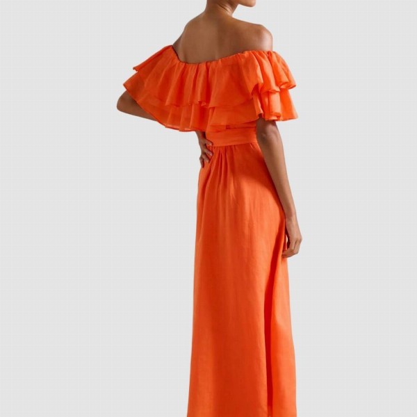 Forever New Women Off-Shoulder Flared Sleeve A-Line Midi Dress