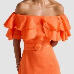 Forever New Women Off-Shoulder Flared Sleeve A-Line Midi Dress