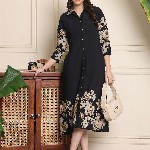 Claura Women Floral Printed A-Line Midi Dress