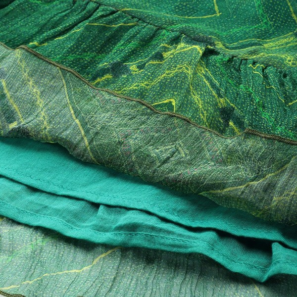 aarke Ritu Kumar Print Tie-Up Neck Puff Sleeve Ruffled Chiffon Fit & Flare Dress