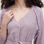 The Roadster Life Co. Pure Cotton Puff Sleeve Belted Tiered Midi Dress