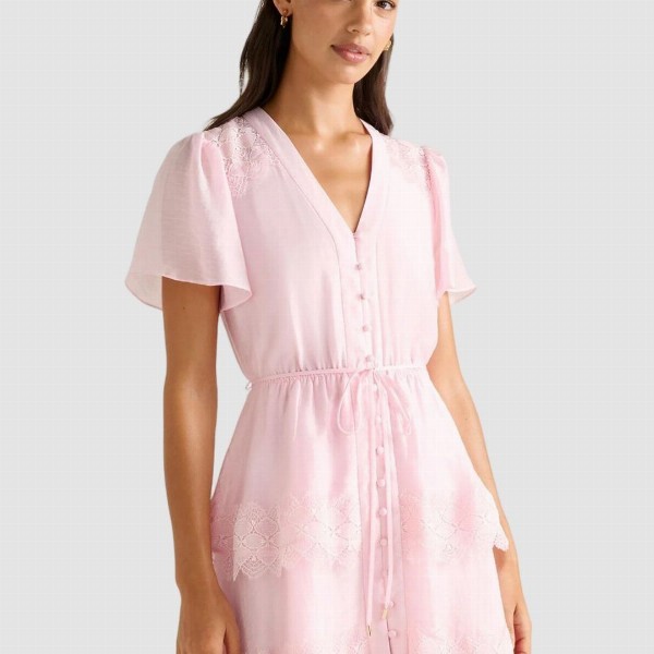 Forever New Women V-Neck Flutter Sleeve Fit and Flare Dress