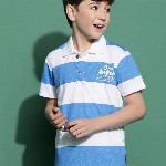 Lil Tomatoes Boys Striped Polo Collar Casual T-shirt