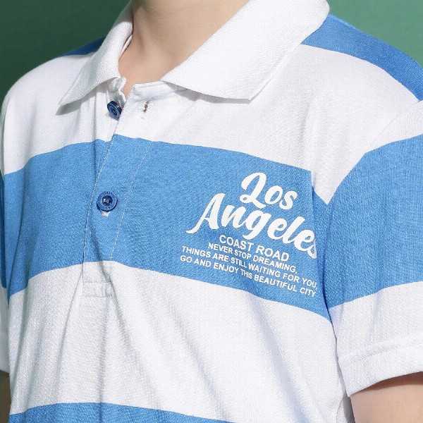 Lil Tomatoes Boys Striped Polo Collar Casual T-shirt