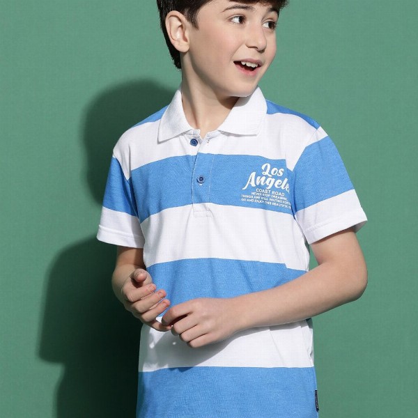Lil Tomatoes Boys Striped Polo Collar Casual T-shirt