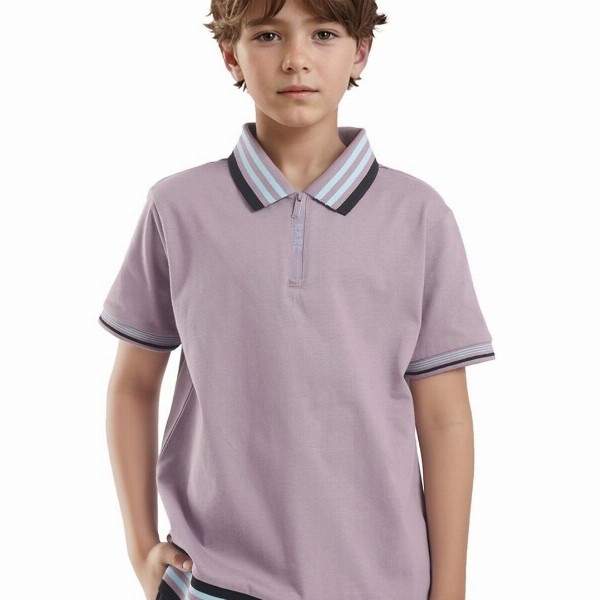 Rare Ones Boys Solid Zipper Polo