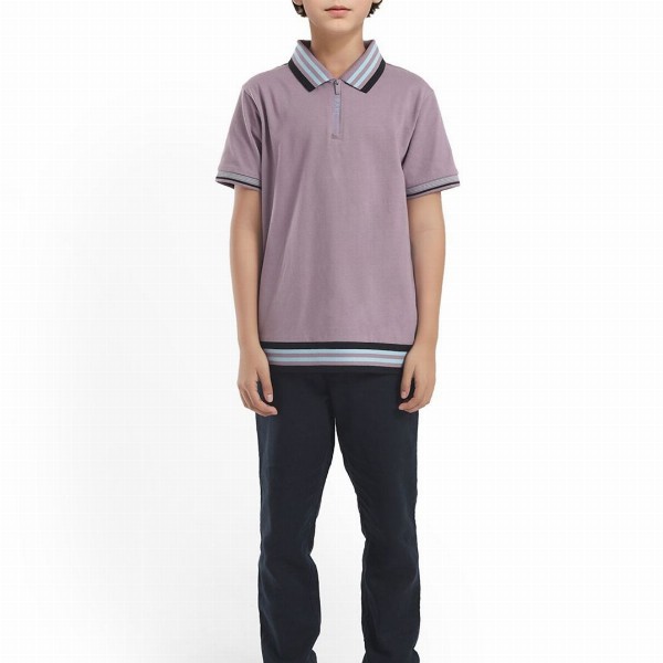 Rare Ones Boys Solid Zipper Polo