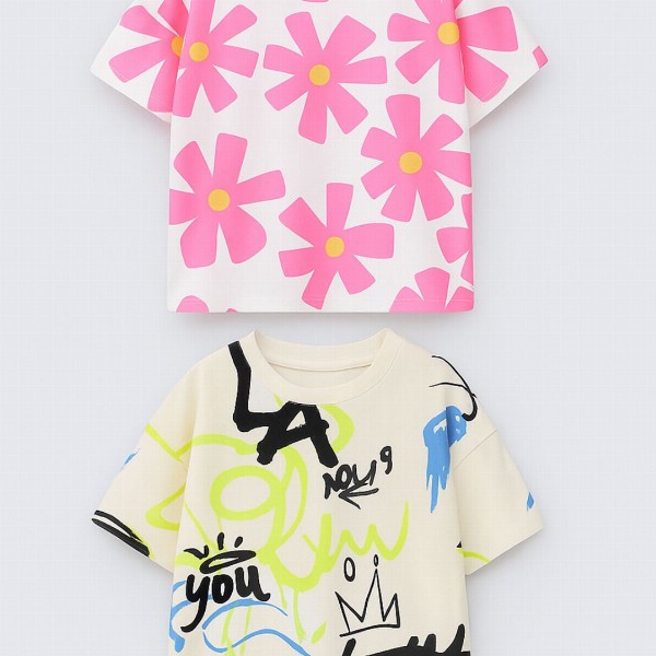 Googo Gaaga Kids Pack Of 2 Cotton Abstract Printed T-shirt