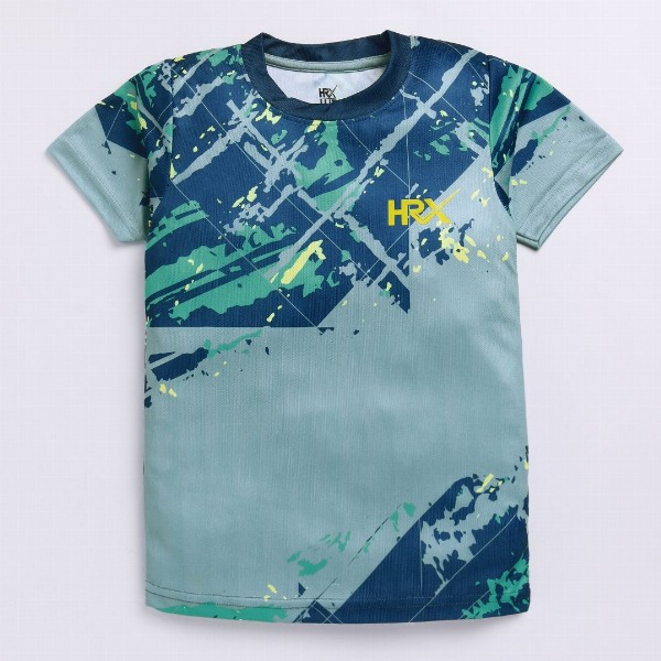 HRX by Hrithik Roshan Boys Abstract Printed Rapid-Dry T-shirt