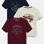 HELLCAT Boys Pack Of 3 Printed Cotton T-shirt