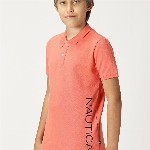 Nautica Boys Polo Collar Typography Printed T-shirt