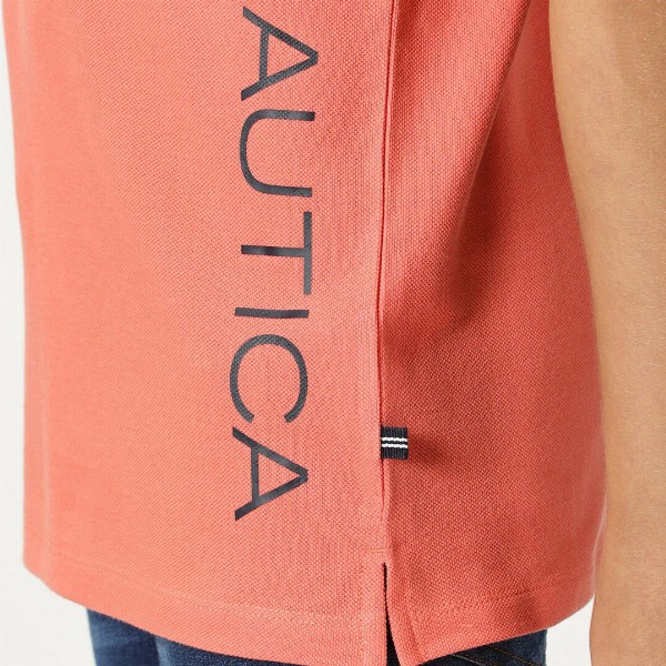 Nautica Boys Polo Collar Typography Printed T-shirt