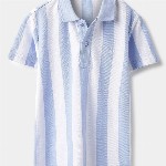 United Colors of Benetton Boys Striped Polo Collar Pure Cotton T-shirt