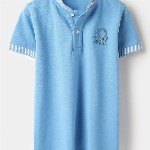 United Colors of Benetton Boys Solid Mandarin Collar Regular Fit Cotton T-shirt