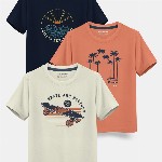 HELLCAT Boys Pack Of 3 Printed Cotton T-shirt