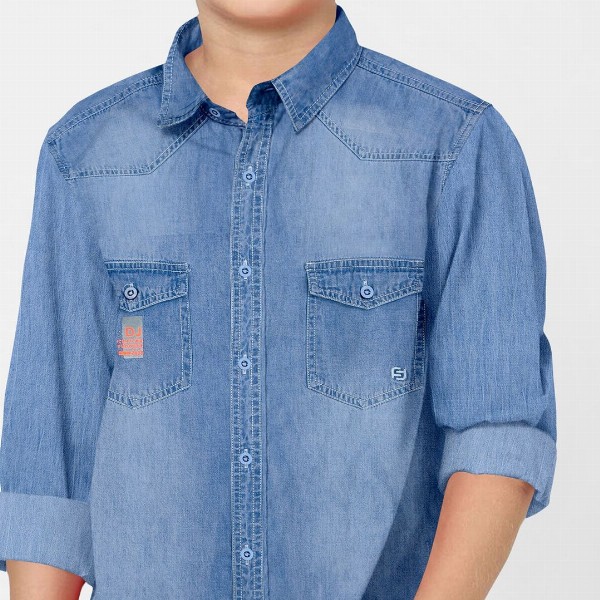 FABFARM Boys Standard Solid Spread Collar Casual Shirt