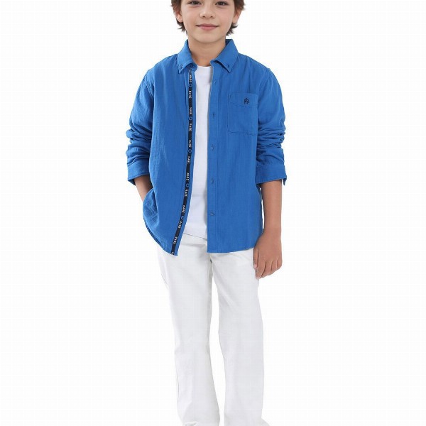 RARE ONES Boys Solid Button-Down Collar Cotton Casual Shirt