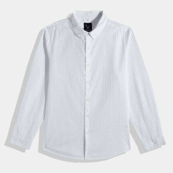 Allen Solly Junior Boys Slim Fit Self Design Pure Cotton Casual Shirt With Bow Tie
