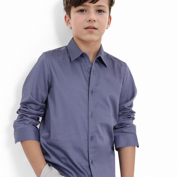 RARE ONES Boys Spread Collar Solid Cotton Casual Shirt