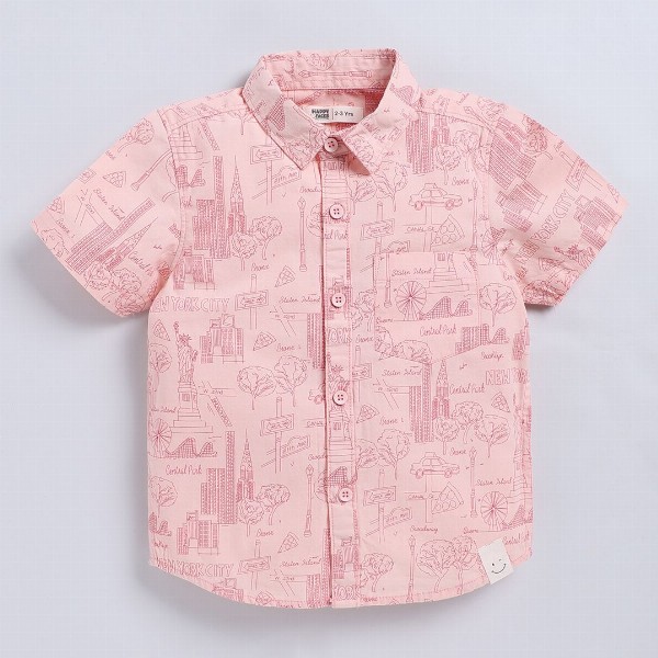 Happy Faces Kids Boys Printed Pure Cotton Casual Shirt