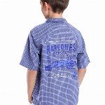 RARE ONES Boys Micro Checks Printed Spread Collar Short Sleeves Casual Cotton Shirt