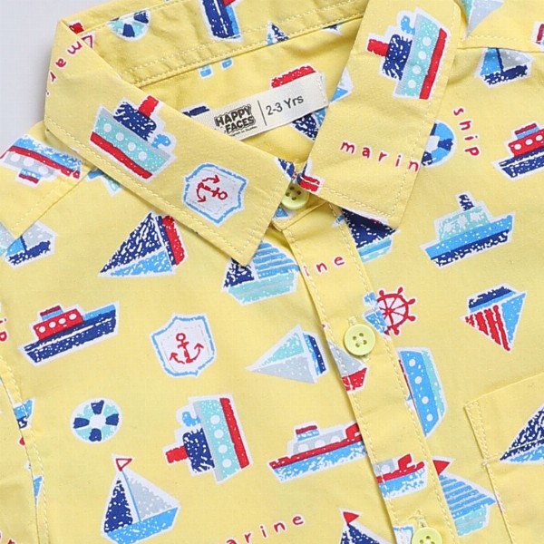 Happy Faces Kids Boys Printed Pure Cotton Casual Shirt