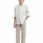 RARE ONES Boys Spread Collar Solid Linen Casual Shirt