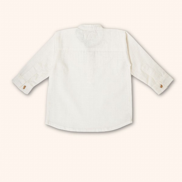 Peekaaboo Kids Boys Mandarin Collar Solid Cotton Casual Shirt