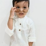 Peekaaboo Kids Boys Mandarin Collar Solid Cotton Casual Shirt