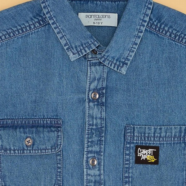 Pantaloons Junior Boys Spread Collar Solid Cotton Casual Shirt