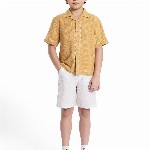 RARE ONES Boys Cuban Collar Textured Cotton Casual Shirts