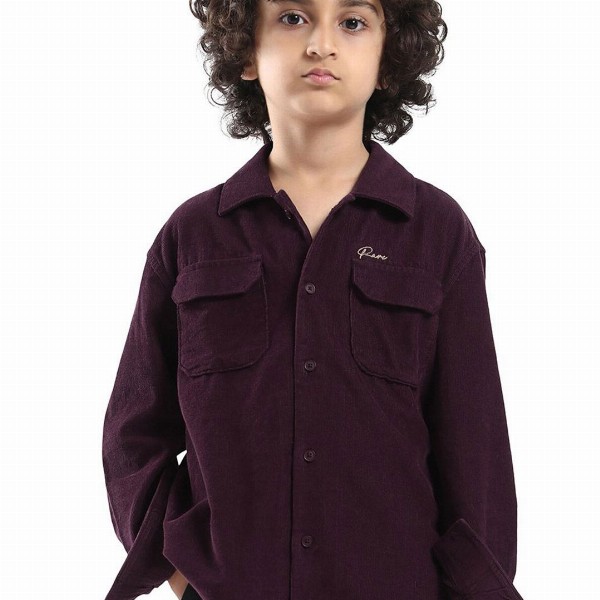RARE ONES Boys Cord Spread Collar Shirt