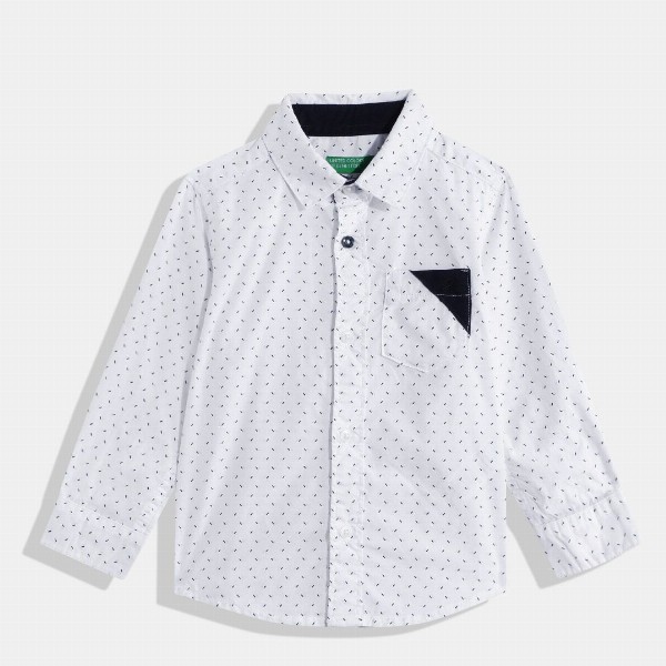 United Colors of Benetton Boys Cotton Micro Ditsy Printed Casual Shirt