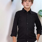 French Connection Boys Premium Spread Collar Solid Cotton Casual Shirt