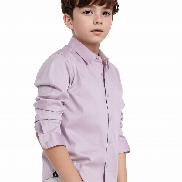 RARE ONES Boys Spread Collar Solid Cotton Casual Shirt