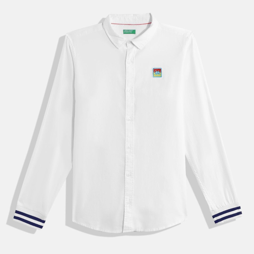 United Colors of Benetton Boys Cotton Printed Back Casual Shirt