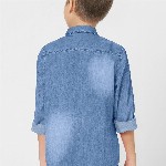 FABFARM Boys Classic Spread Collar Faded Denim Casual Shirt
