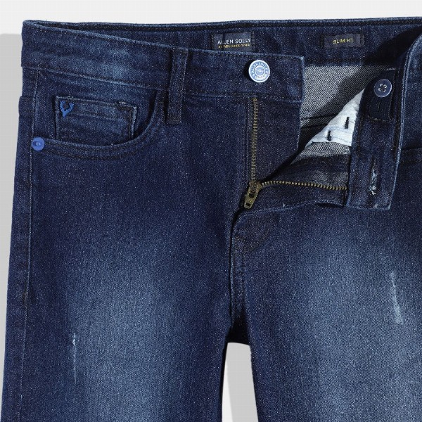 Allen Solly Junior Boys Slim Fit Low Distress Light Fade Stretchable Jeans