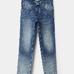 United Colors of Benetton Boys Straight Fit Mid-Rise Heavy Fade Jeans