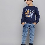 HERE&NOW Boys Blue Slim Fit Mid-Rise Heavy Fade Acid Wash Stretchable Jeans