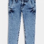 HERE&NOW Boys Blue Slim Fit Mid-Rise Heavy Fade Acid Wash Stretchable Jeans