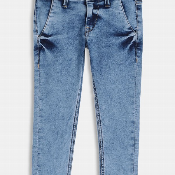 HERE&NOW Boys Blue Slim Fit Mid-Rise Heavy Fade Acid Wash Stretchable Jeans