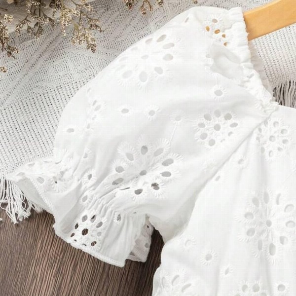 BAESD Girls Square Neck Schiffli Empire Dress