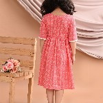 Sangria Girls Printed Cotton A-Line Dress