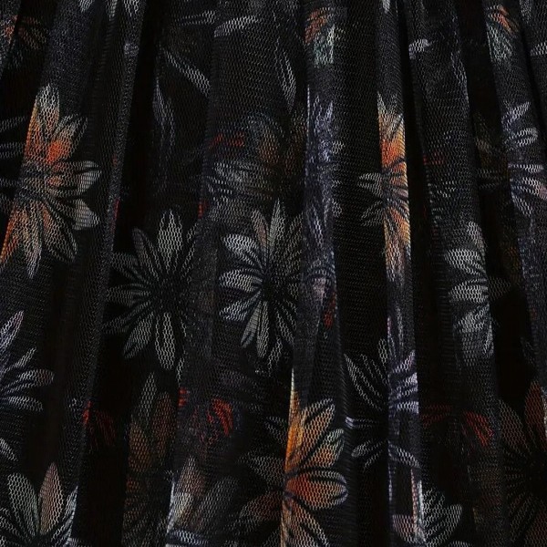 BAESD Floral Print Cold-Shoulder Net Fit & Flare Dress