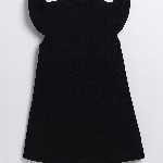 YK Girls Front Bow Styles Round Neck Solid Printed A-Line Dress