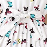 BAESD Girls Conversational Print Round Neck Puff Sleeves Cotton Fit & Flare Dress