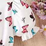 BAESD Girls Conversational Print Round Neck Puff Sleeves Cotton Fit & Flare Dress