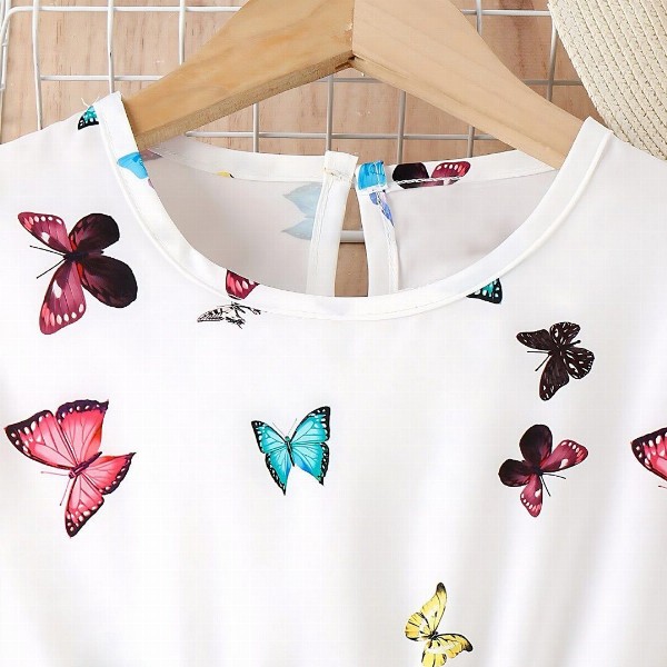 BAESD Girls Conversational Print Round Neck Puff Sleeves Cotton Fit & Flare Dress