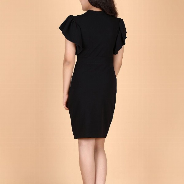 DEKLOOK Girls Checked Printed Flared Sleeves Sheath Dress